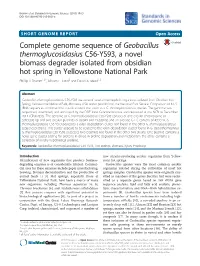 Complete Genome Sequence of Geobacillus Thermoglucosidasius