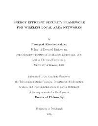 Energy Efficient Security Framework for Wireless Local Area Networks