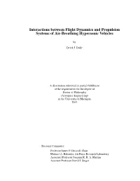 Interactions Between Flight Dynamics and Propulsion Systems of Air-Breathing Hypersonic Vehicles