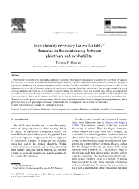 Is Modularity Necessary for Evolvability? Remarks on the Relationship Between Pleiotropy and Evolvability Thomas F
