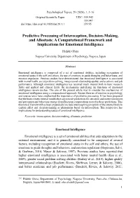 Predictive Processing of Interoception, Decision-Making, and Allostasis: a Computational Framework and Implications for Emotional Intelligence