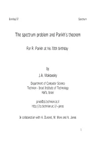 The Spectrum Problem and Parikh's Theorem