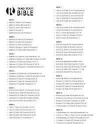 WEEK 1 O Mark 1-2, Psalm 1, 19, Proverbs 1 O Mark 3-4, Psalm 104