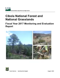Cibola National Forest and National Grasslands Fiscal Year 2017 Monitoring and Evaluation Report