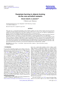 Deuterium Burning in Objects Forming Via the Core Accretion Scenario Brown Dwarfs Or Planets?? P