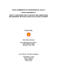 Flare Waste Gas Flow Rate and Composition Measurement Methodologies Evaluation Document