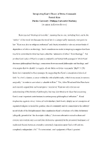 Interpreting Kant's Theory of Divine Commands Patrick Kain Purdue