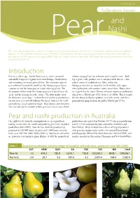 Pear and Nashi Production in Australia Introduction