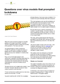Questions Over Virus Models That Prompted Lockdowns 12 June 2020