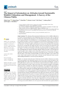 The Impact of Information on Attitudes Toward Sustainable Wildlife Utilization and Management: a Survey of the Chinese Public