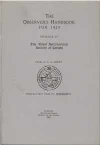 The Observer's Handbook for 1929