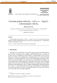 Circulant Graphs with Det(−A(G))