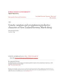 Genetic Variation and Covariation in Productive Characters of New Zealand Romney Marsh Sheep Alexander Lindsay Rae Iowa State College