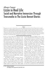 Lizzie in Real Life: Social and Narrative Immersion Through Transmedia in the Lizzie Bennet Diaries