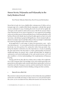 Simon Stevin, Polymaths and Polymathy in the Early Modern Period