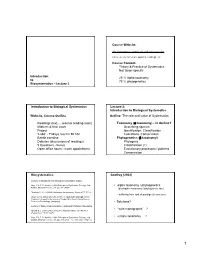 Theory & Practice of Systematics Not Taxon-Specif