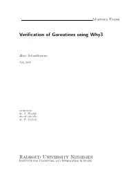 Verification of Goroutines Using Why3 Radboud University Nijmegen