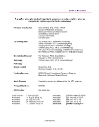 A Proof-Of-Principle Study of Hyperbaric Oxygen As a Radiosensitizer Prior to Stereotactic Radiosurgery for Brain Metastases