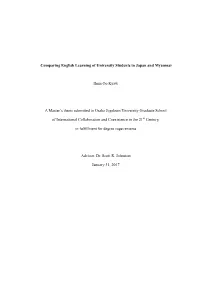Comparing English Learning of University Students in Japan and Myanmar
