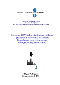Fenton and UV-Vis Based Advanced Oxidation Processes in Wastewater Treatment