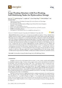 Large Floating Structure with Free-Floating, Self-Stabilizing Tanks for Hydrocarbon Storage