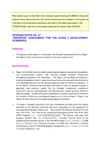 Working Paper No. 47 Transport Assessment for the Stage 4 Development Scenarios