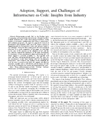 Adoption, Support, and Challenges of Infrastructure-As-Code: Insights from Industry