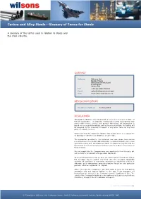 Carbon and Alloy Steels - Glossary of Terms for Steels