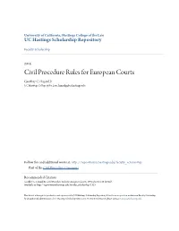 Civil Procedure Rules for European Courts Geoffrey C