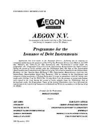 Programme for the Issuance of Debt Instruments