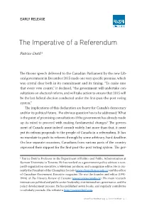 The Imperative of a Referendum