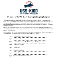 Welcome to the USS Kidd's Overnight Camping Program