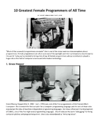 10 Greatest Female Programmers of All Time