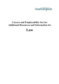 Careers and Employability Service Additional Resources and Information for Law