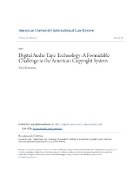 Digital Audio Tape Technology: a Formidable Challenge to the American Copyright System Taro J