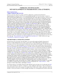 Emerging Technologies: New Developments in Web Browsing and Authoring