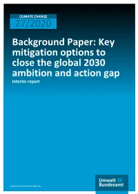 Key Mitigation Options to Close the 2030 Ambition and Action