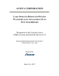 Lake Spokane Dissolved Oxygen Water Quality Attainment Plan Five Year Report