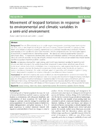 Movement of Leopard Tortoises in Response to Environmental and Climatic Variables in a Semi-Arid Environment Martyn Drabik-Hamshare and Colleen T