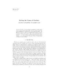 Solving the Game of Checkers