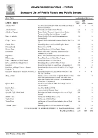 Statutory List of Public Roads and Public Streets