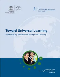 Toward Universal Learning Implementing Assessment to Improve Learning