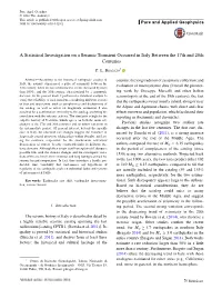 A Statistical Investigation on a Seismic Transient Occurred in Italy Between the 17Th and 20Th Centuries
