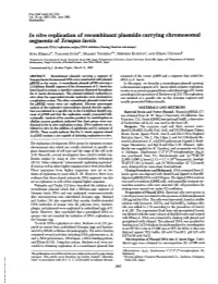 In Vitro Replication of Recombinant Plasmids Carryingchromosomal