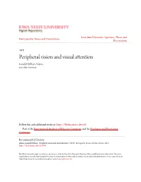 Peripheral Vision and Visual Attention Randall William Adams Iowa State University