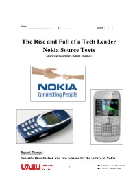 The Rise and Fall of a Tech Leader Nokia Source Texts Analytical/Descriptive Report Module 1