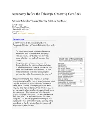 Astronomy Before the Telescope Observing Certificate