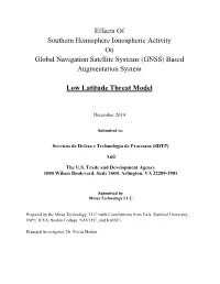 (GNSS) Based Augmentation System Low Latitude Threat Model