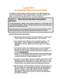 Groundwater Movement and Soils