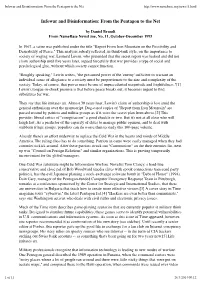 Infowar and Disinformation: from the Pentagon to the Net